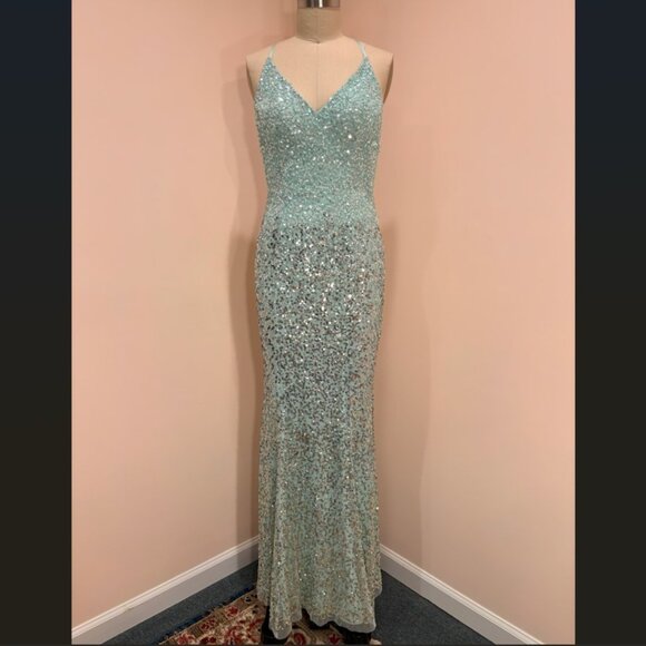 Mint Ombre Sequin Dress - Picture 1 of 7
